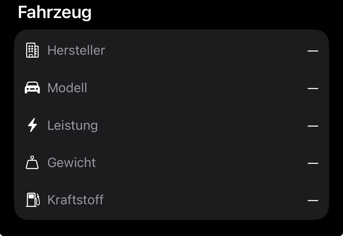 TrackMate App – Fahrzeugprofil
